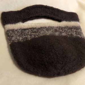 Brown and White Felted Purse