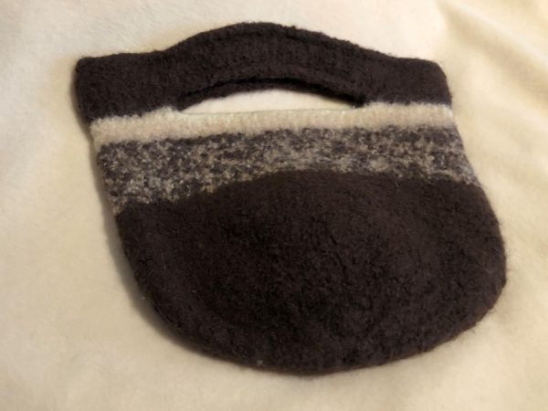 Brown and White Felted Purse