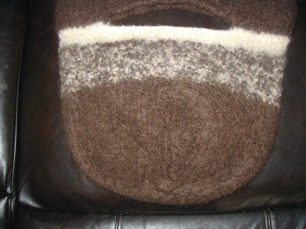 Brown Hand Knit Felted Handbag/Purse