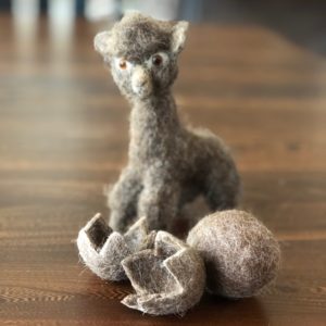 Felted Alpaca Figure with felted eggs