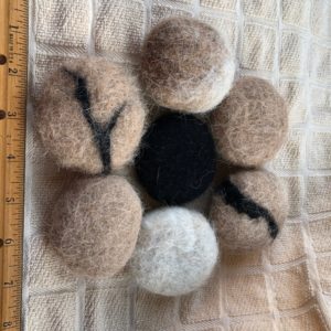 Soft rocks made from wet felting alpaca fleece